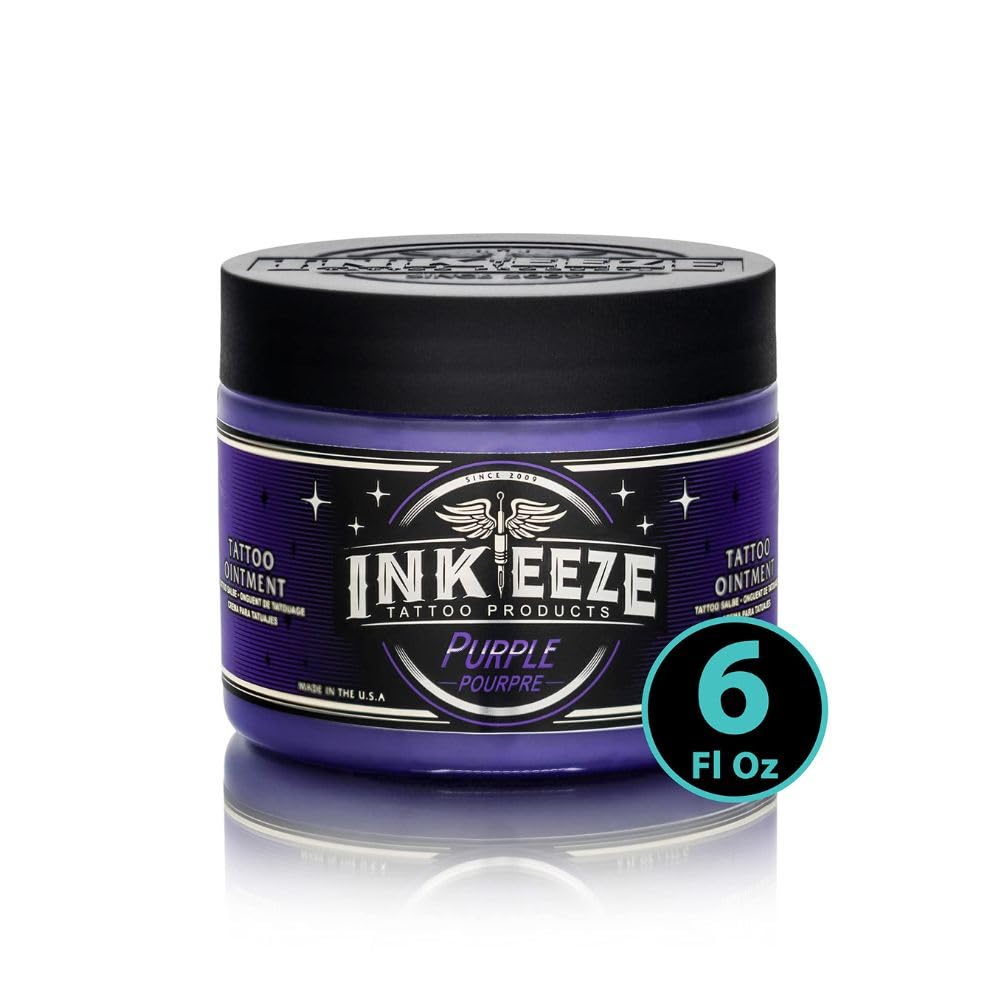 INK-EEZE Purple Tattoo Ointment Bundle 2-Pack, For Artists and Aftercare, Cruelty Free, Petroleum Free, Made in USA, 2-Pack 6oz Jars