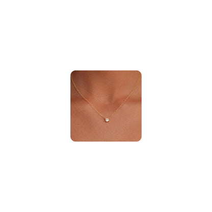 Tewiky Dainty 14k Gold Plated/Silver Cubic Zirconia Necklaces for Women, Simple CZ Jewelry Necklaces Trendy Gifts