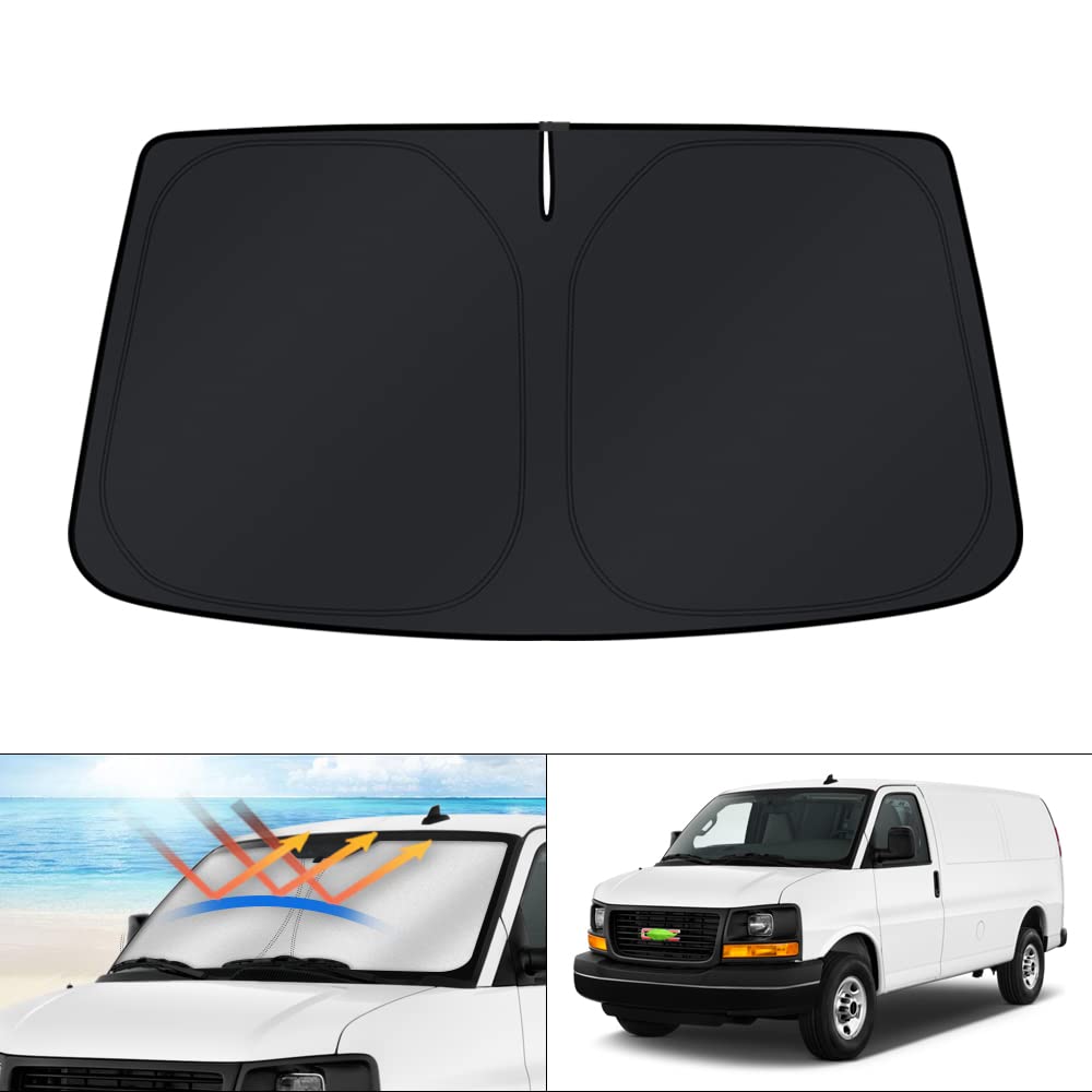 KUST Windshield Sun Shade for 2017-2026 Tesla Model Y/Model 3 Sunshade Accessories (Fit 2025-2026 Model Y Juniper / 2024 Model 3 Highland) Upgraded Foldable Sunshade, Blocks UV Rays Keep Car Cool