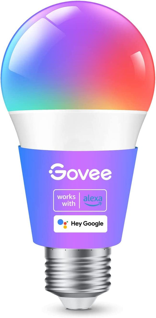 Govee Smart Light Bulbs, Color Changing Light Bulb, Work with Alexa and Google Assistant, 16 Million Colors RGBWW, WiFi & Bluetooth LED Light Bulbs, Music Sync, A19, 800 Lumens, 4 Pack