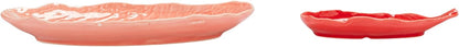 Creative Co-Op 2-Piece Stoneware Cabbage Shaped Plates, Red and Pink