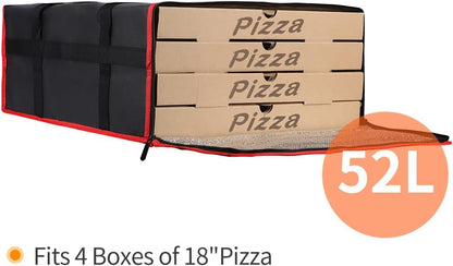 Bodaon Isolierte Essensliefertasche - Warm- & Kalthaltetransporttasche, Catering/Doordash Pizzawärmer, Einkaufstasche, Kühltasche für Partys (Schwarz-Rot, 1 St.), Ideal für den Transport warmer Speisen