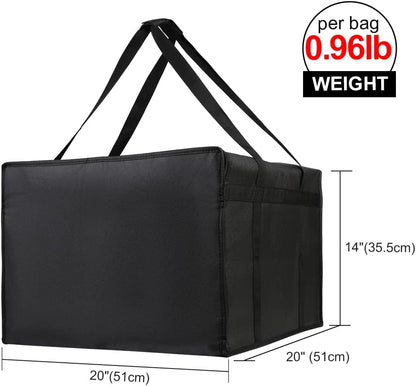 Bodaon Isolierte Essensliefertasche - Warm- & Kalthaltetransporttasche, Catering/Doordash Pizzawärmer, Einkaufstasche, Kühltasche für Partys (Schwarz-Rot, 1 St.), Ideal für den Transport warmer Speisen