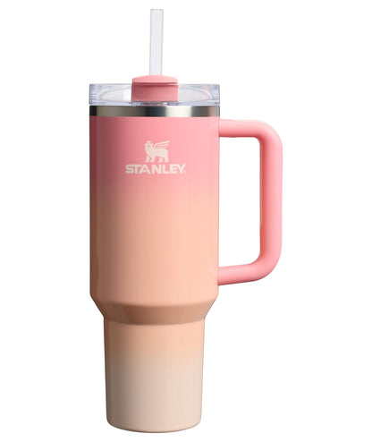 Stanley Quencher H2.0 Tumbler with Handle and Straw 40 oz | Flowstate 3-Position Lid | Cup Holder Compatible for Travel | Insulated Stainless Steel Cup | BPA-Free | Almond Rose