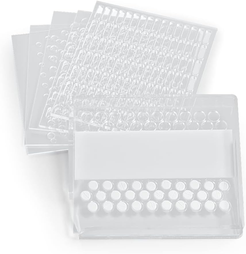 Apothecary Products Shake & Roll Pill, Medicine, Vitamin Holder & Organizer, Storage & Container for Weekly or Monthly Use (6 Plates), Made in the USA