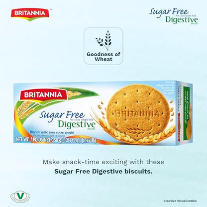 BRITANNIA Digestive zuckerfreie Kekse 350 g - Vollkornkekse - Gesunde Snacks für Frühstück & Teestunde (1er-Pack)