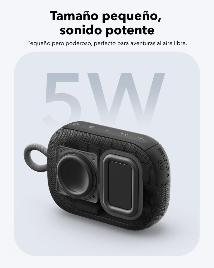 soundcore Select 4 Go Ultra Portable Bluetooth Speaker by Anker, 20H Playtime, IP67 Waterproof and Dustproof, Floatable, Customisable Pro EQ, Wireless Stereo Pairing, Ideal for Home, Outdoors