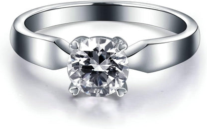 Aienid 18K White Gold Ladies Wedding Band 0.5ct Round Cut Diamond Promise Rings for Womens