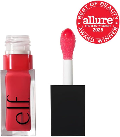 e.l.f. Glow Reviver Lip Oil, Pflegendes getöntes Lippenöl für ein hochglänzendes Finish, angereichert mit Jojobaöl, vegan & tierversuchsfrei, Rose Envy