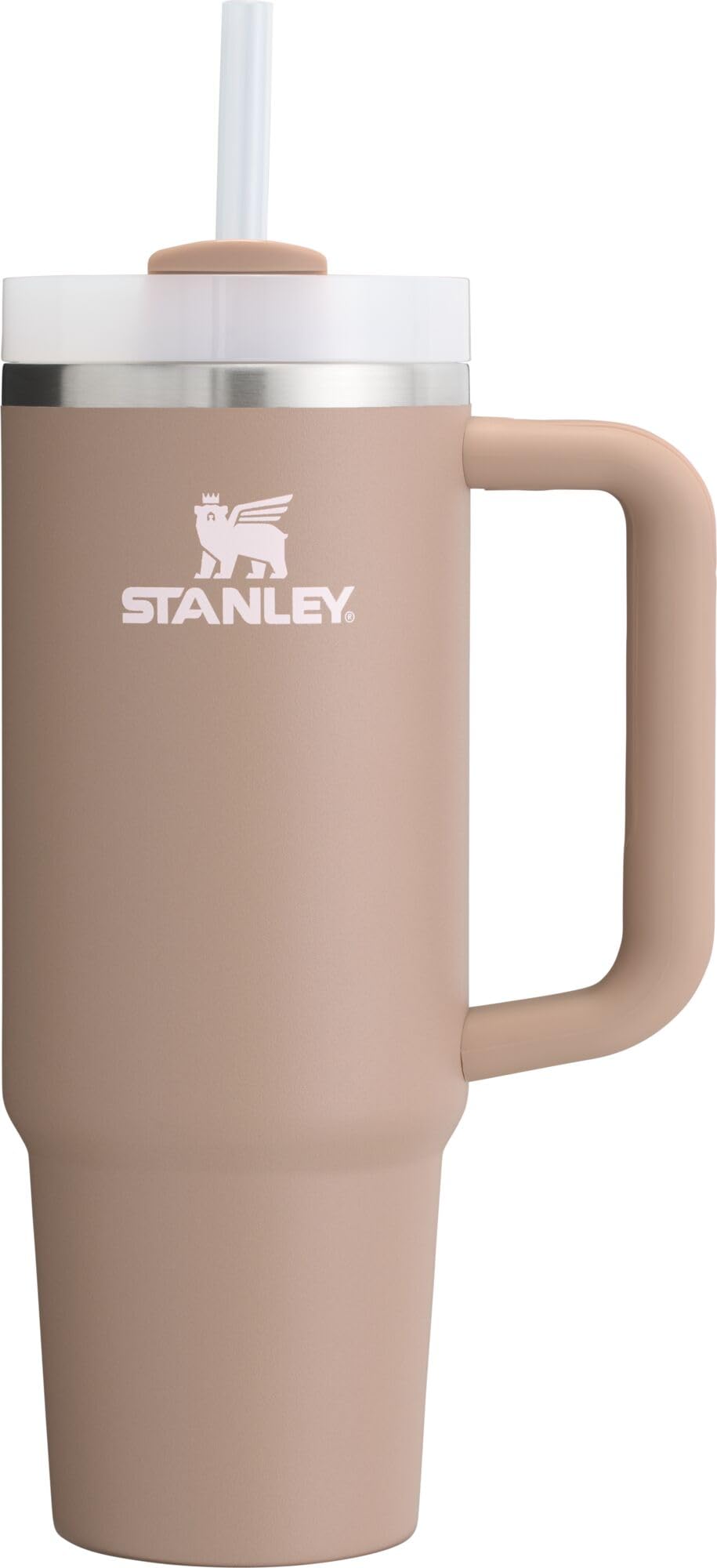 Stanley Quencher H2.0 Tumbler with Handle and Straw 40 oz | Flowstate 3-Position Lid | Cup Holder Compatible for Travel | Insulated Stainless Steel Cup | BPA-Free | Almond Rose