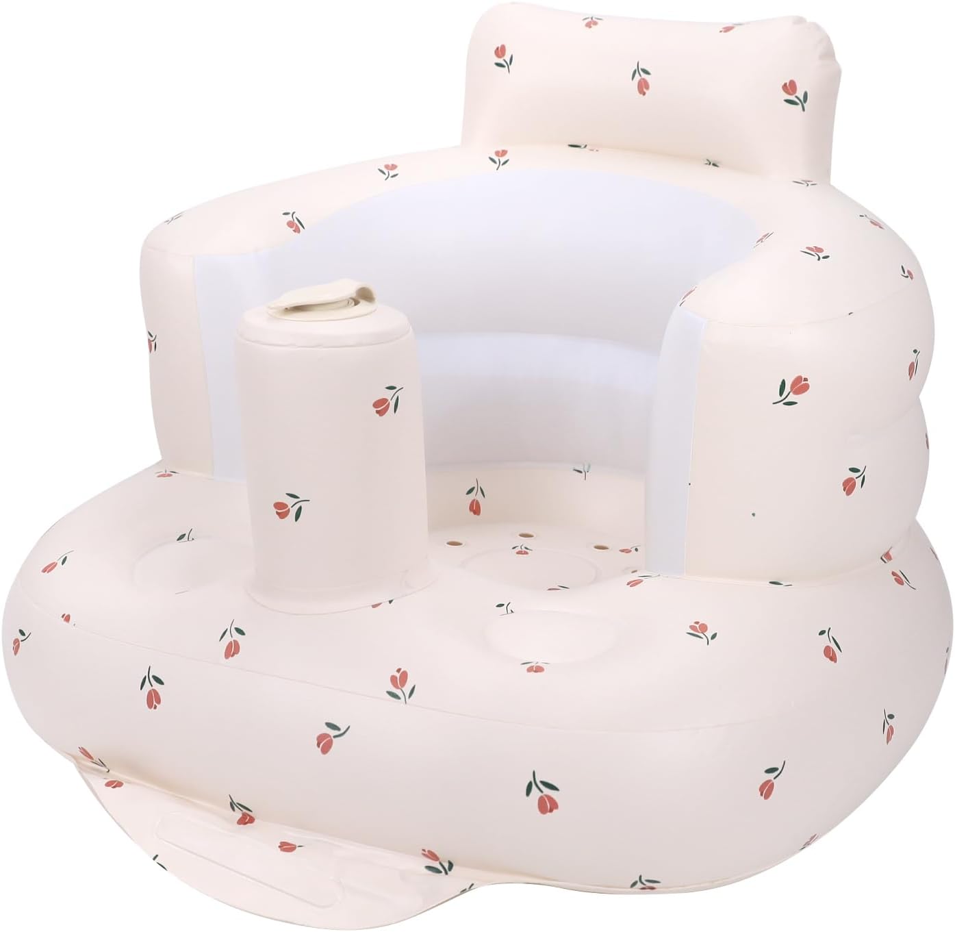 Aufblasbarer Babysitz, aufblasbarer Babystuhl für Babys ab 3 Monaten, aufblasbarer Sommerstuhl mit integrierter Luftpumpe, Baby-Bodensitz zum Sitzenlernen, Spielen, Campen, Orange