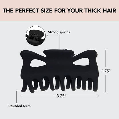Kitsch Mittelgroße Haarspangen für Damen, starker Halt, Haarclips aus recyceltem Kunststoff für dickes Haar | Ideal für Hochsteckfrisuren, halb offene Frisuren | Ideale Geschenke für Frauen – 2 Stück, Schwarz und Schildpatt