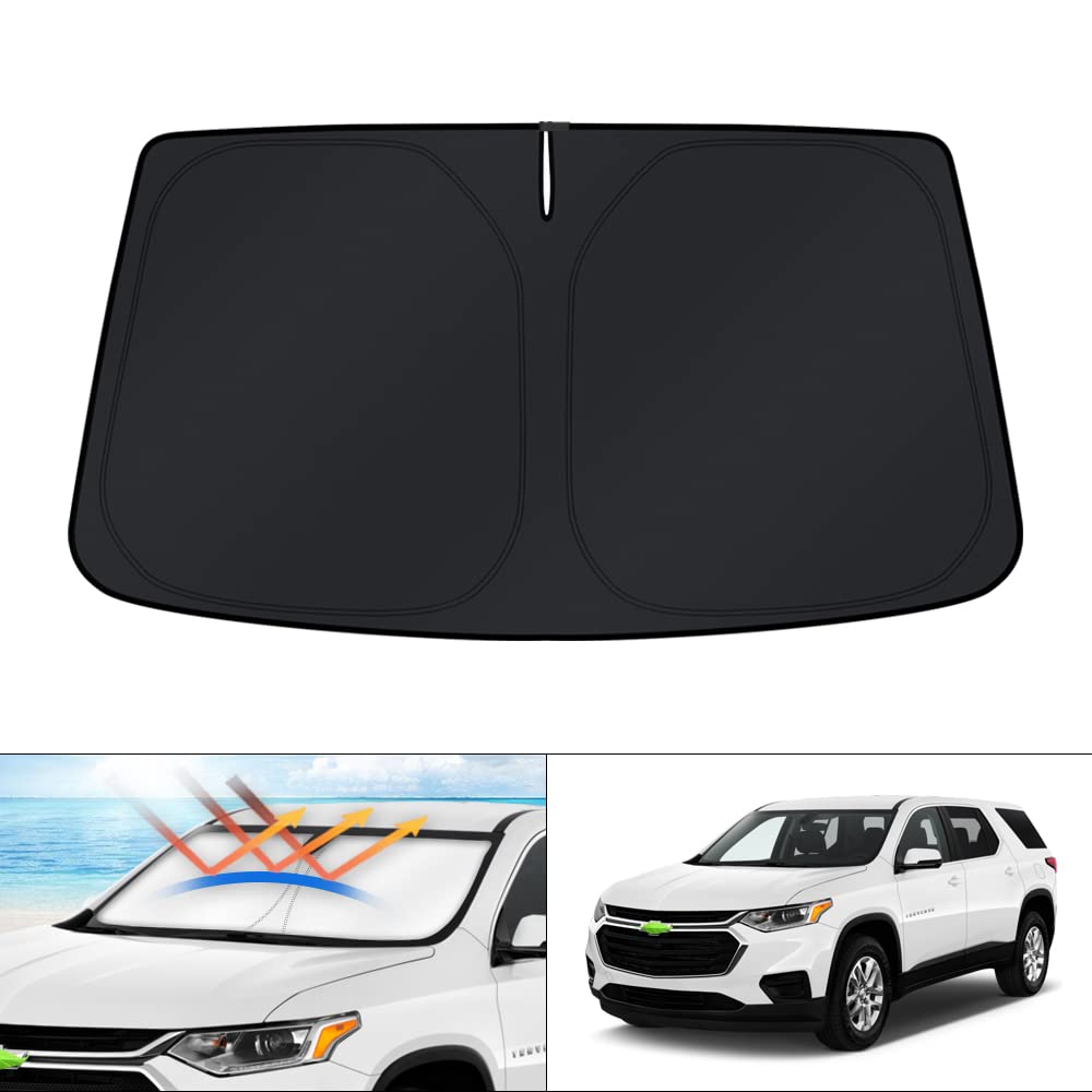 KUST Windshield Sun Shade for 2017-2026 Tesla Model Y/Model 3 Sunshade Accessories (Fit 2025-2026 Model Y Juniper / 2024 Model 3 Highland) Upgraded Foldable Sunshade, Blocks UV Rays Keep Car Cool