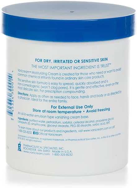 Vanicream Moisturizing Skin Cream for sensitive skin - can be used for eczema, psoriasis, ichthyosis, and itch - dermatologist tested – free of dye, fragrance, and preservatives - 16 oz