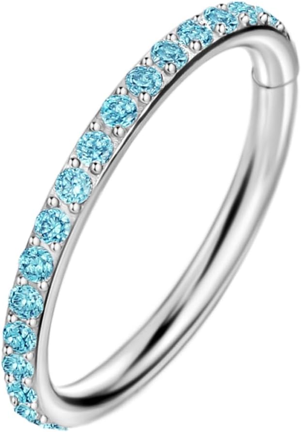 16G, 10mmSilver, Blue Cz