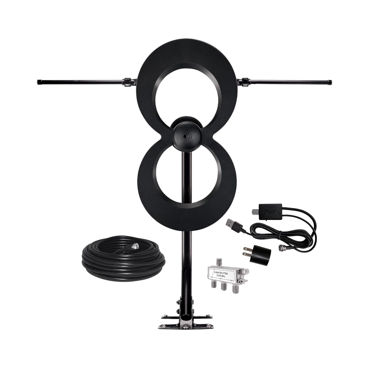 Antennas Direct ClearStream 2V Indoor Outdoor TV Antenna UHF VHF Multi-Directional, 60+ Mile Range, 4K 8K UHD, NEXTGEN TV – w/Reflector, 20-inch Mast