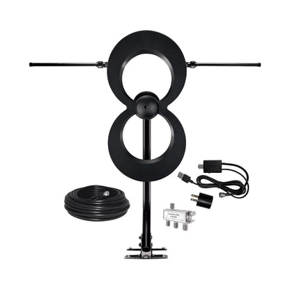 Antennas Direct ClearStream 2V Indoor Outdoor TV Antenna UHF VHF Multi-Directional, 60+ Mile Range, 4K 8K UHD, NEXTGEN TV – w/Reflector, 20-inch Mast