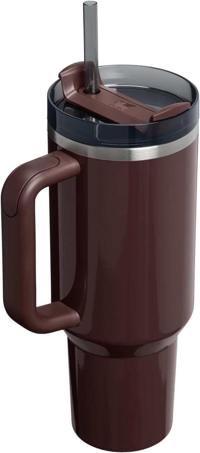 Vaso Stanley Quencher H2.0 con asa y pajita de 40 oz | Tapa Flowstate de 3 posiciones | Compatible con portavasos para viajes | Vaso térmico de acero inoxidable | Sin BPA | Arándano