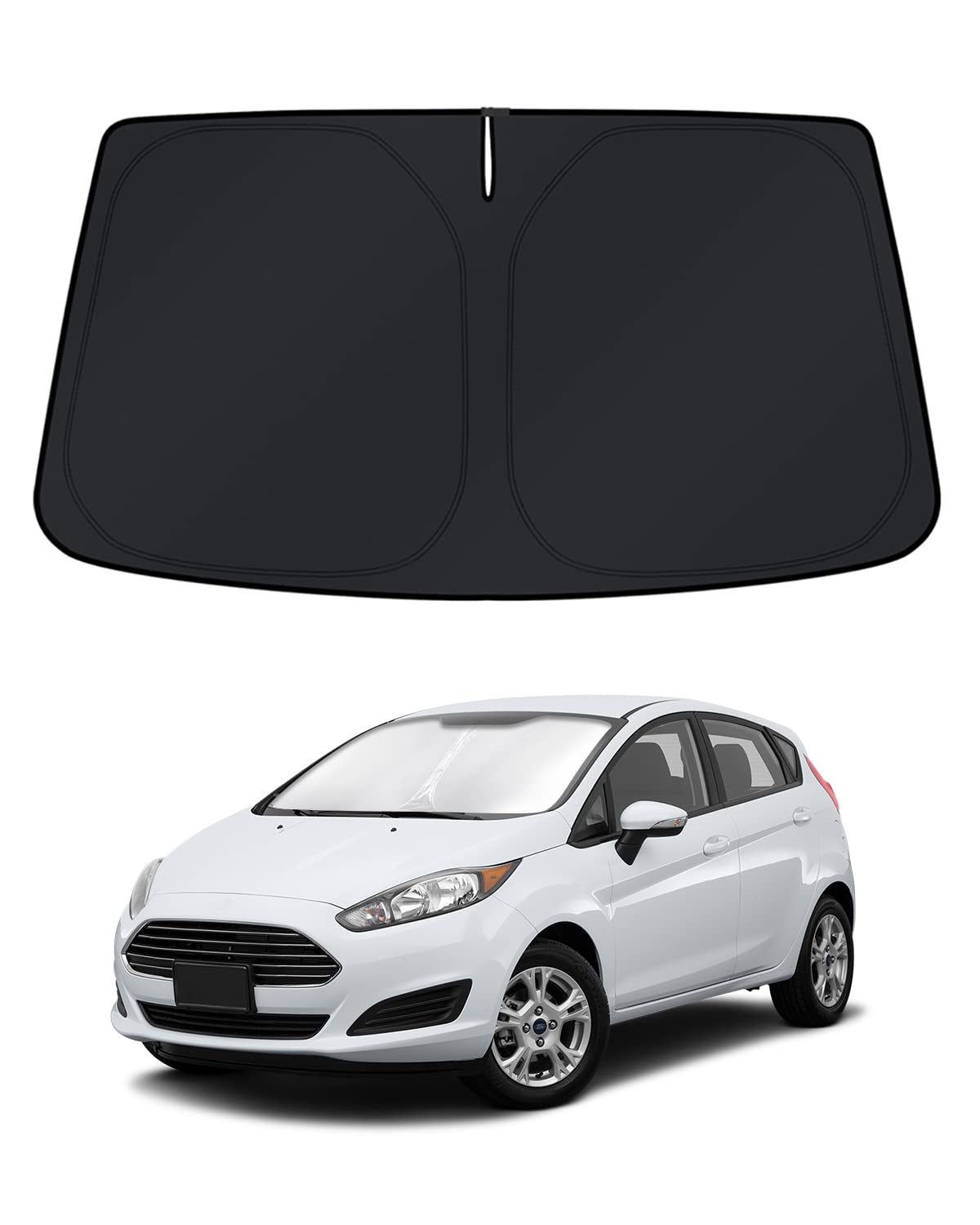KUST Windshield Sun Shade for 2017-2026 Tesla Model Y/Model 3 Sunshade Accessories (Fit 2025-2026 Model Y Juniper / 2024 Model 3 Highland) Upgraded Foldable Sunshade, Blocks UV Rays Keep Car Cool