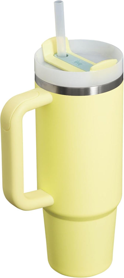 Vaso Stanley Quencher H2.0 con asa y pajita de 40 oz | Tapa Flowstate de 3 posiciones | Compatible con portavasos para viajes | Vaso térmico de acero inoxidable | Sin BPA | Arándano