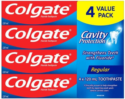 Colgate Kariesschutz Aufhellende Fluorid-Zahnpasta – Frischer Minzgeschmack – Stärkt, Schützt und Hellt die Zähne auf – 4er Pack, 120ml