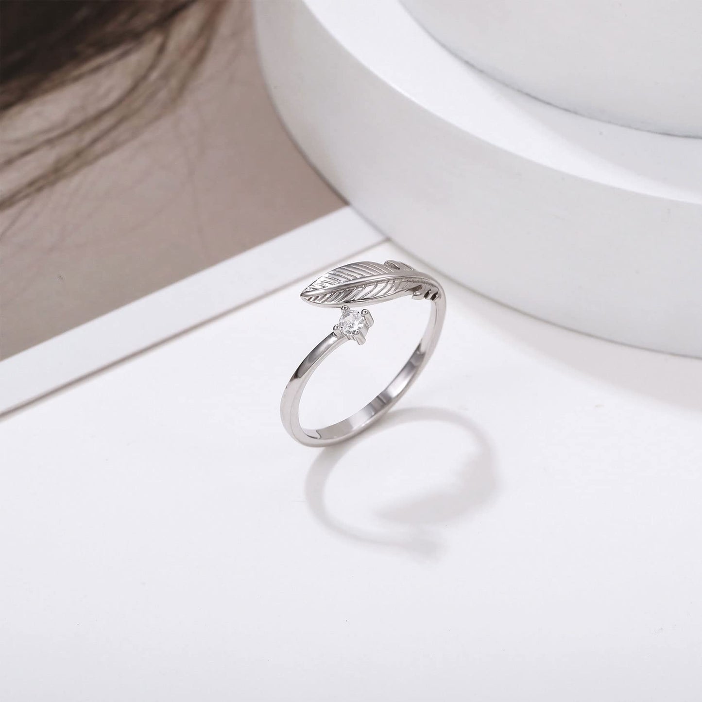 OOOPEL Sterlingsilber Verstellbarer Ring S925 Silberringe für Frauen Zirkonia Twist Liebesknoten Zarter Ring Silber Minimalistischer Offener Fingerring Silber Daumen Sterlingsilberring