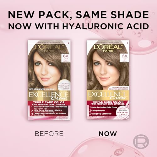 L'Oréal Paris Excellence Crème Permanente Haarfarbe, dreifache Pflegehaarfarbe mit Hyaluronsäure für 100% Grauabdeckung, 4AR Dunkles Schokobraun, 1 Packung (Verpackung kann variieren)