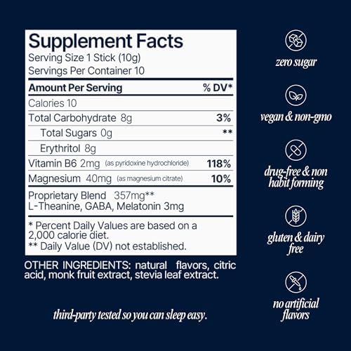 Som Sleep, Sleep Aid Powder Stick Packs – Variety Pack Bundle, 40 Count – Berry, Cherry, Mango & Tangerine – 0 Sugar, 10 Calories – Sleep Support Drink Mix Supplement