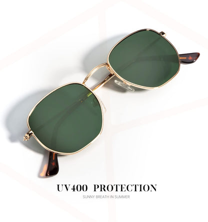 KALIYADI Sonnenbrillen für Damen und Herren Polarisiert Hexagon Damensonnenbrillen Trendy Metallrahmen UV-Schutz (Gold Rahmen Grau Linse)