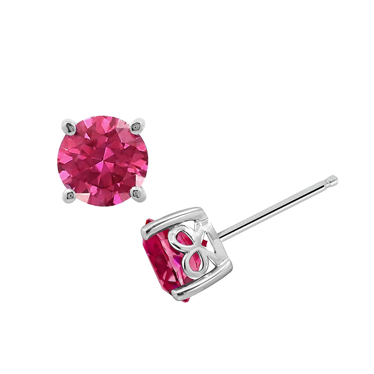 Amazon Essentials Yellow Gold Plated, Platinum or Rose Gold Plated Sterling Silver Infinite Elements Cubic Zirconia Stud Earrings | White, Blue, Green, or Pink Cubic Zirconia