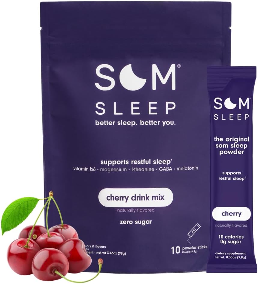 Som Sleep, Sleep Aid Powder Stick Packs – Variety Pack Bundle, 40 Count – Berry, Cherry, Mango & Tangerine – 0 Sugar, 10 Calories – Sleep Support Drink Mix Supplement
