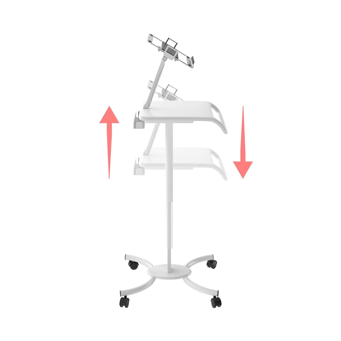 Rolling Medical Workstation – CTA Height Adjustable Mobile Secure Medical Workstation Cart for iPad 10th Gen 10.9" - 7/8/9 Gen 10.2”- Pro 11” - Air 4 - Galaxy Tab S3 - White (QPAD-HRSW)