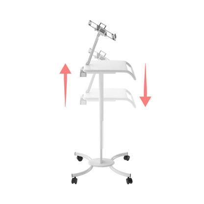 Rolling Medical Workstation – CTA Height Adjustable Mobile Secure Medical Workstation Cart for iPad 10th Gen 10.9" - 7/8/9 Gen 10.2”- Pro 11” - Air 4 - Galaxy Tab S3 - White (QPAD-HRSW)
