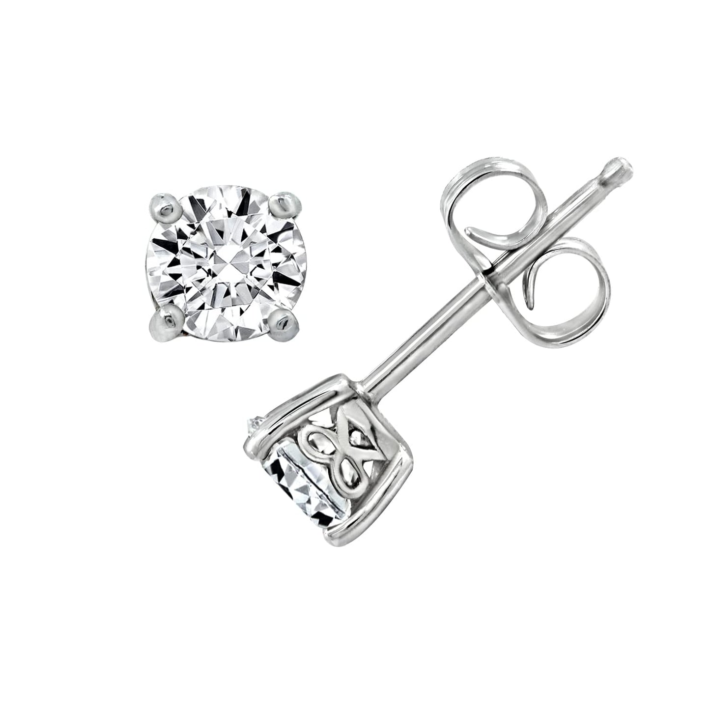 Amazon Essentials Yellow Gold Plated, Platinum or Rose Gold Plated Sterling Silver Infinite Elements Cubic Zirconia Stud Earrings | White, Blue, Green, or Pink Cubic Zirconia