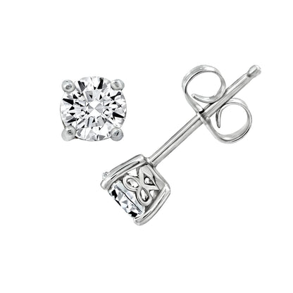 Amazon Essentials Yellow Gold Plated, Platinum or Rose Gold Plated Sterling Silver Infinite Elements Cubic Zirconia Stud Earrings | White, Blue, Green, or Pink Cubic Zirconia