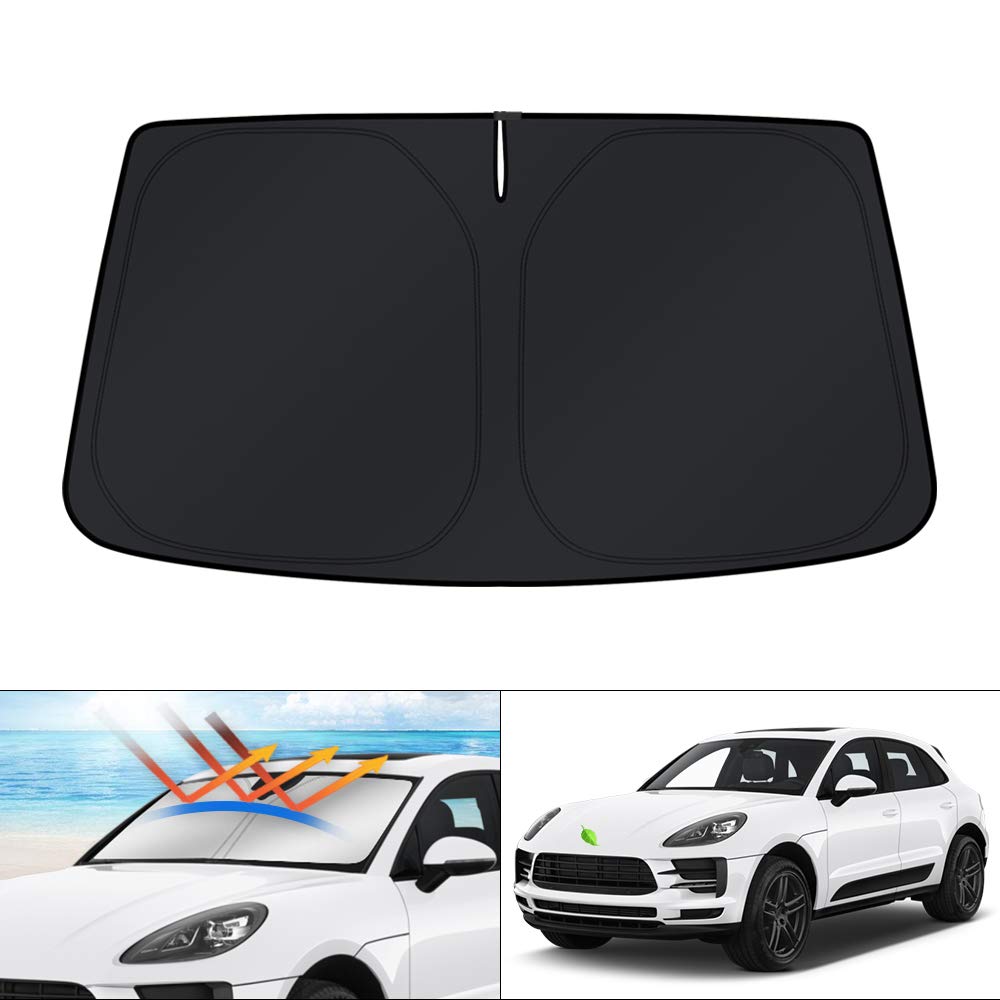 KUST Windshield Sun Shade for 2017-2026 Tesla Model Y/Model 3 Sunshade Accessories (Fit 2025-2026 Model Y Juniper / 2024 Model 3 Highland) Upgraded Foldable Sunshade, Blocks UV Rays Keep Car Cool