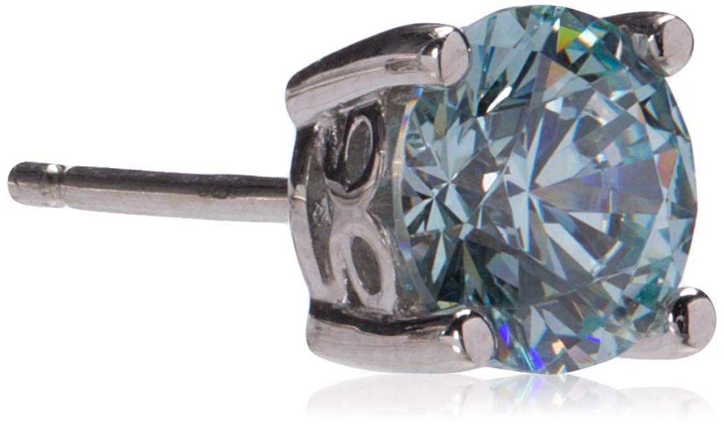 Amazon Essentials Yellow Gold Plated, Platinum or Rose Gold Plated Sterling Silver Infinite Elements Cubic Zirconia Stud Earrings | White, Blue, Green, or Pink Cubic Zirconia