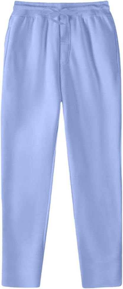 Baggy Jogginghose Herren Weites Bein Lässig Fleece Jogger Lounge Gym Athletische Sweathose mit Kordelzug und Taschen