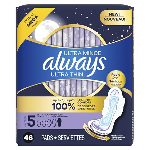 Always Maxi Overnight Damenbinden mit Flügeln, Größe 5, Extra Starker Auslaufschutz für die Nacht, Unparfümiert, 36 Stück