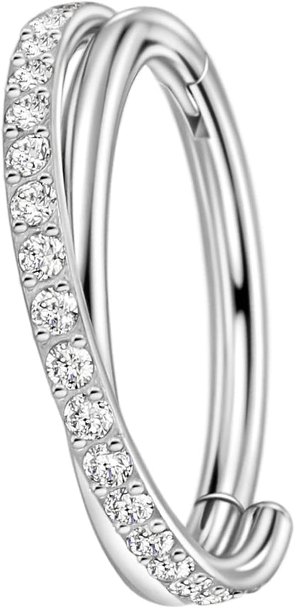 TDEBA Conch Piercing Schmuck, 316L Chirurgenstahl Segment Nasenring, CZ Knorpel Ohrringe, Lippenring, Segment Helix Rook Nahtloser Clicker Piercing Schmuck