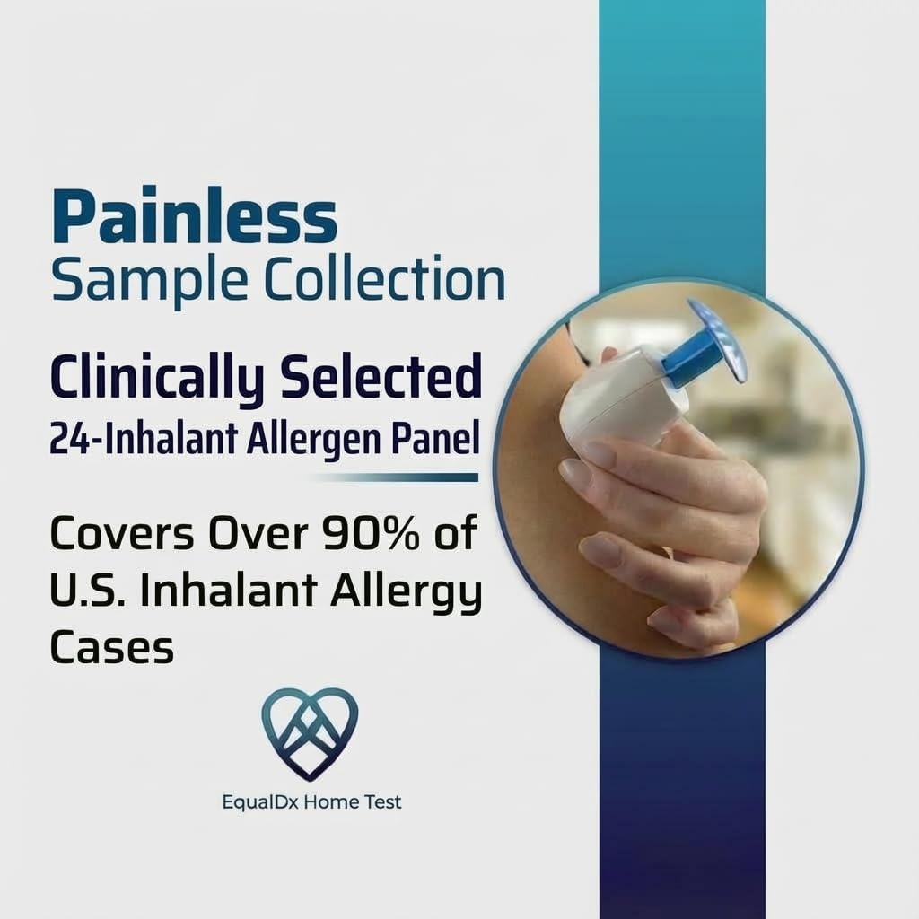 Inhalant Allergy Test - Clinical-Grade Accuracy | Painless Collection for Adults & Kids | Covers Over 90% Indoor and Outdoor Allergy Reactions Including Dust Mites, Mold, Pet Dander, Pollen