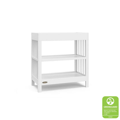 Graco Teddi Changing Table with Water-Resistant Changing Pad (Driftwood) - GREENGUARD Gold Certified, Includes Bonus Water-Resistant Changing Pad with Safety Strap, 2 Shelves, Easy-to-Match