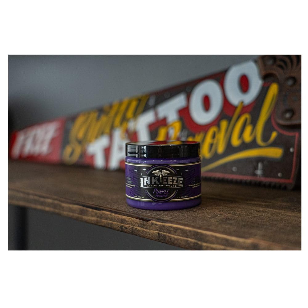 INK-EEZE Purple Tattoo Ointment Bundle 2-Pack, For Artists and Aftercare, Cruelty Free, Petroleum Free, Made in USA, 2-Pack 6oz Jars