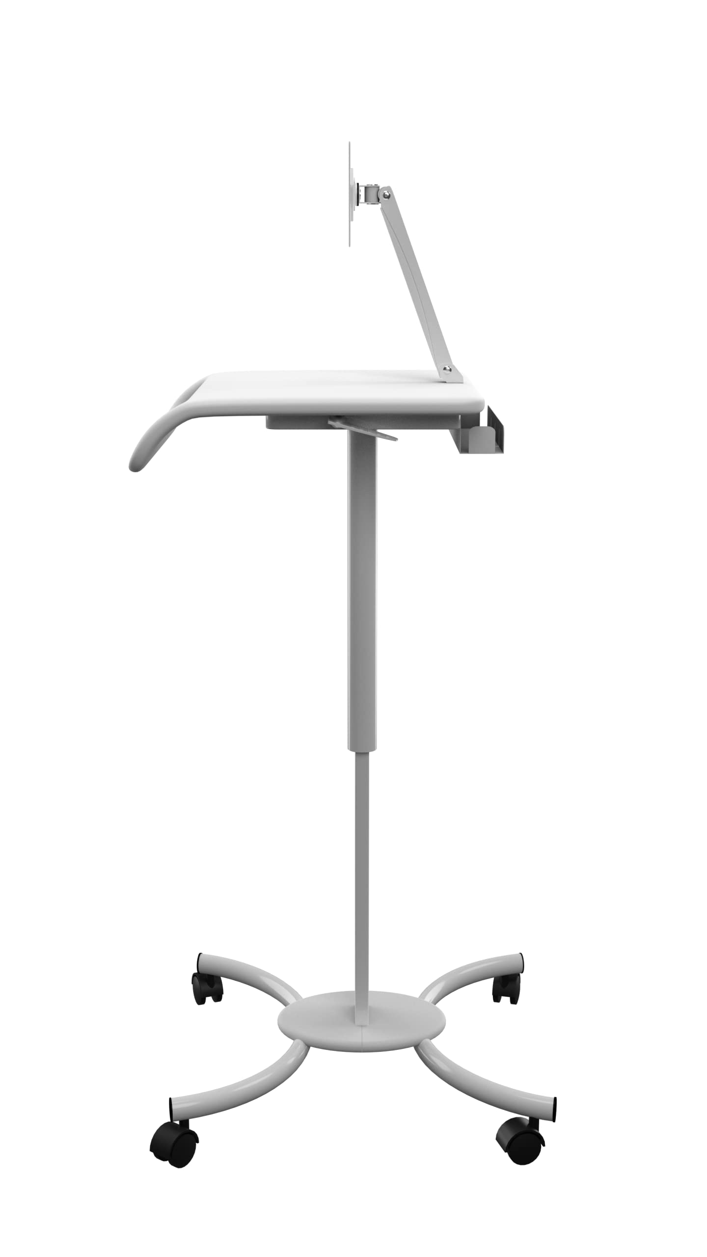 Rolling Medical Workstation – CTA Height Adjustable Mobile Secure Medical Workstation Cart for iPad 10th Gen 10.9" - 7/8/9 Gen 10.2”- Pro 11” - Air 4 - Galaxy Tab S3 - White (QPAD-HRSW)