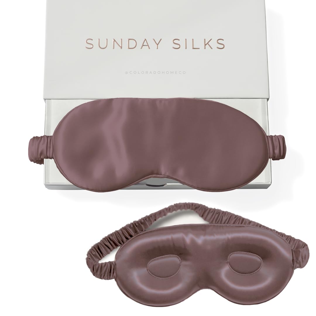SUNDAYSILKS™ Exclusive Mulberry Silk Sleep Mask | Soft Eye Covers, Blackout Sleeping Mask for Women & Men | Silk Eye Mask for Sleep, Travel, and Relaxation | Antifaz para Dormir [Nude Champagne]
