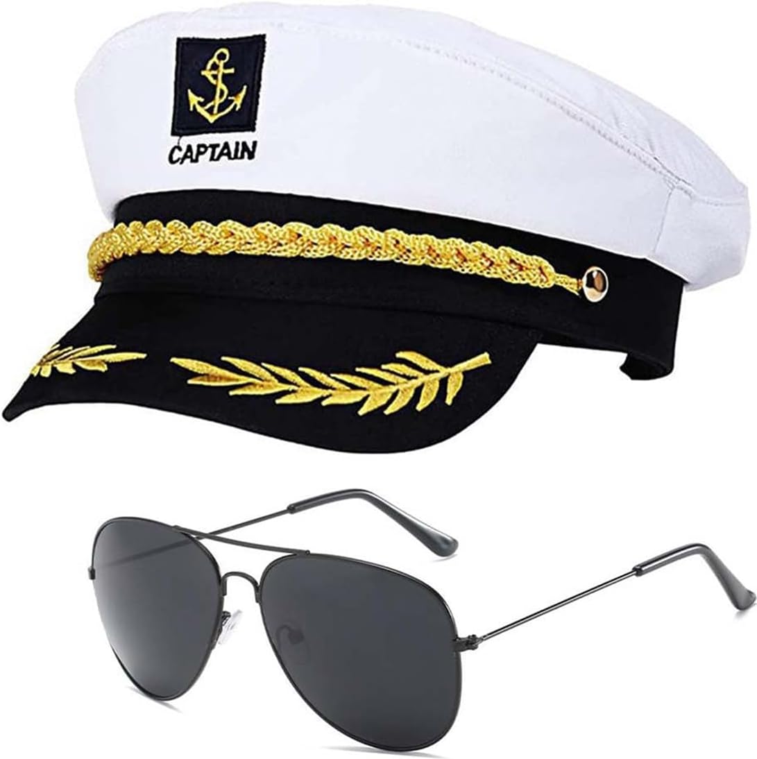 Yacht Captain Hat, Sailor Hat, Ship Boat Cap, Captains Costume Accessories for Women Men Dressing Up Halloween
