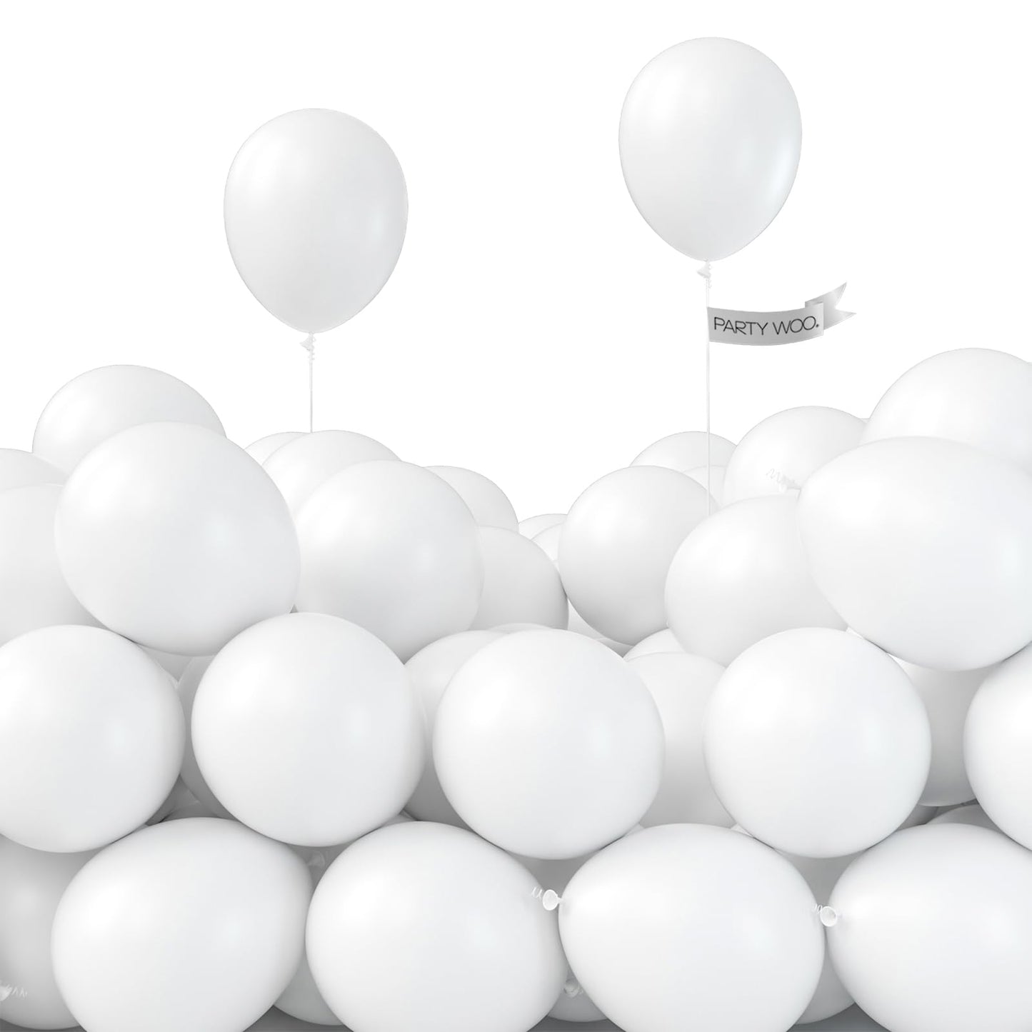 PartyWoo White Balloons 155pcs Different Sizes Pack of 18 12 10 5 Inch Matte White Latex Balloon Arch Kit Garland for Wedding Bridal Graduation Baby Shower Birthday Party Decorations White-Y13