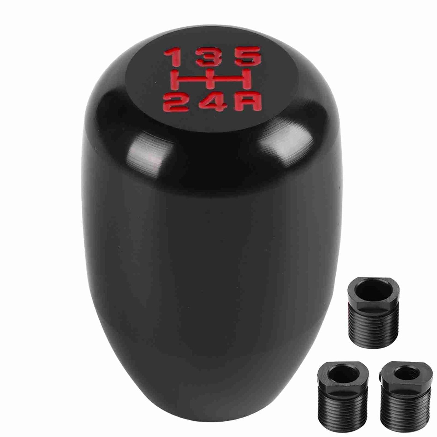 Acouto Schaltknauf 5-Gang Auto 5-Gang Schaltgetriebe Schaltknauf Schalthebel Metall mit 3 Adaptern 8mm 10mm 12mm (Schwarz)