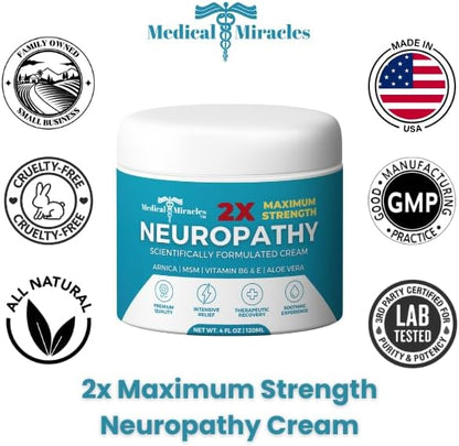 2 x Kraft Neuropathy Nerve Therapy Max Potency Relief Cream for Feet, Hands, Legs and Toes - Enriched with Arnica, Vitamin B6, Aloe Vera, MSM - Expertly Made for Extraordinary