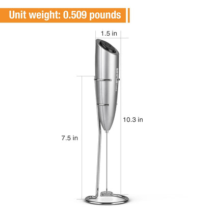 SIMPLETASTE Milchaufschäumer Handheld Elektrischer Quirl, Getränkemixer mit Edelstahl Schneebesen für Cappuccino, Bulletproof Coffee, Latte, mit Ständer, Schwarz, Batteriebetrieben